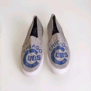 Chicago Cubs Slip On Shoes Womens 8.5 Gray Blue Ortholite MLB Baseball Loafers‎